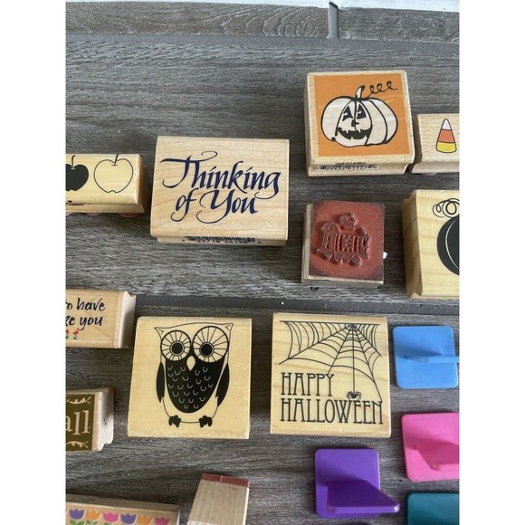 Lot Of 35 Random Mixed Lot Stamps Rubber Wooden Mounted Halloween Holidays - Picture 7 of 8